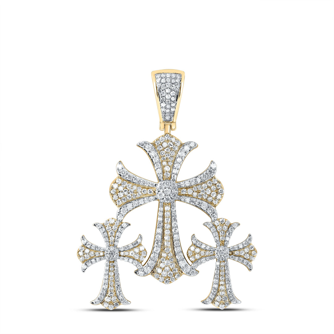 1 1/2CTW-DIA NK THREE CROSS MEN'S CHARM Daisy Joyeria