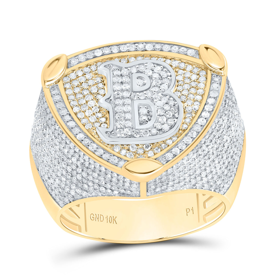 2CTW-DIA P1 INITIAL "B" MEN'S RING 10 Daisy Joyeria