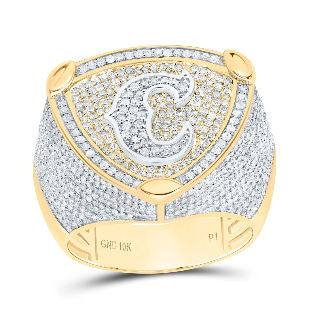2 CTW-DIA P1 INITIAL "C" MEN'S RING 10 Daisy Joyeria