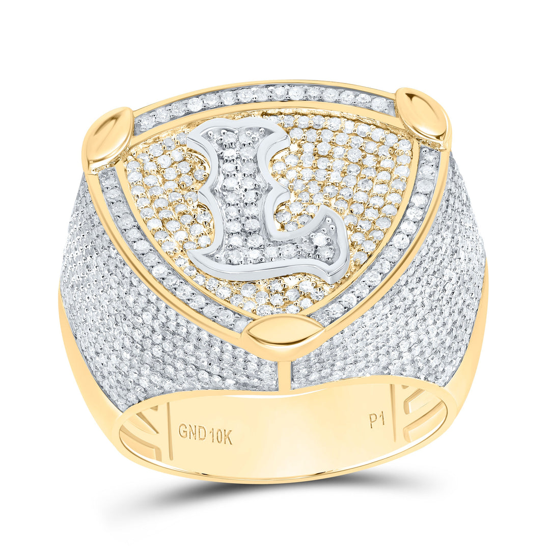 2CTW-DIA P1 INITIAL "L" MEN'S RING 10 Daisy Joyeria