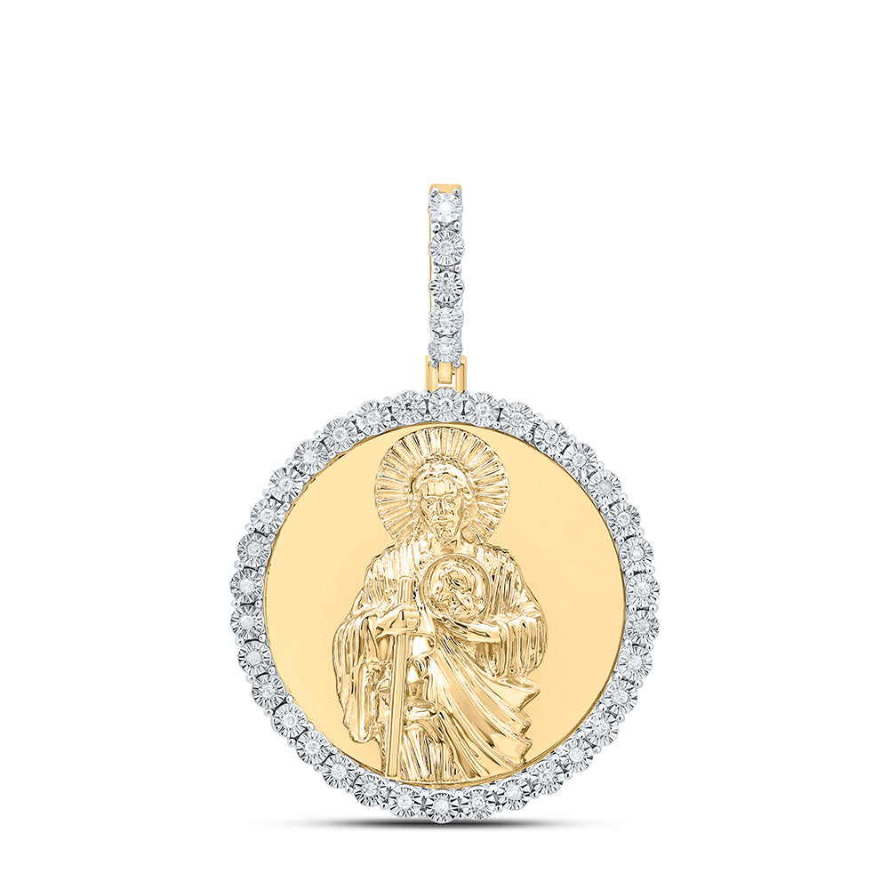 1/6CTW-NAT DIA P1 GIFT ST. JUDE ROUND PENDANT Daisy Joyeria