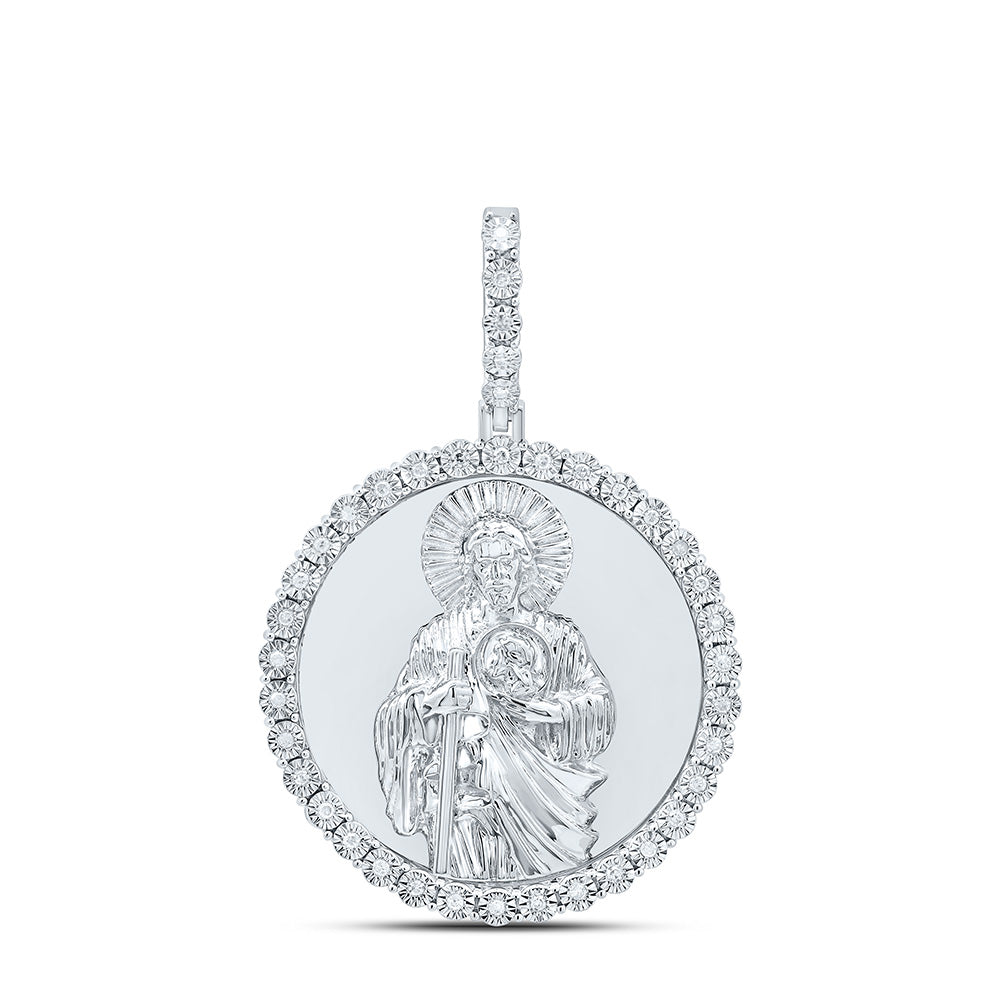 1/6CTW-NAT DIA P1 GIFT ST. JUDE ROUND PENDANT Daisy Joyeria