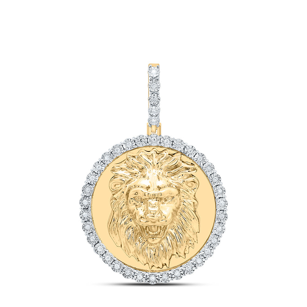 1/6CTW-NAT DIA P1 GIFT LION FACE ROUND PENDANT Daisy Joyeria