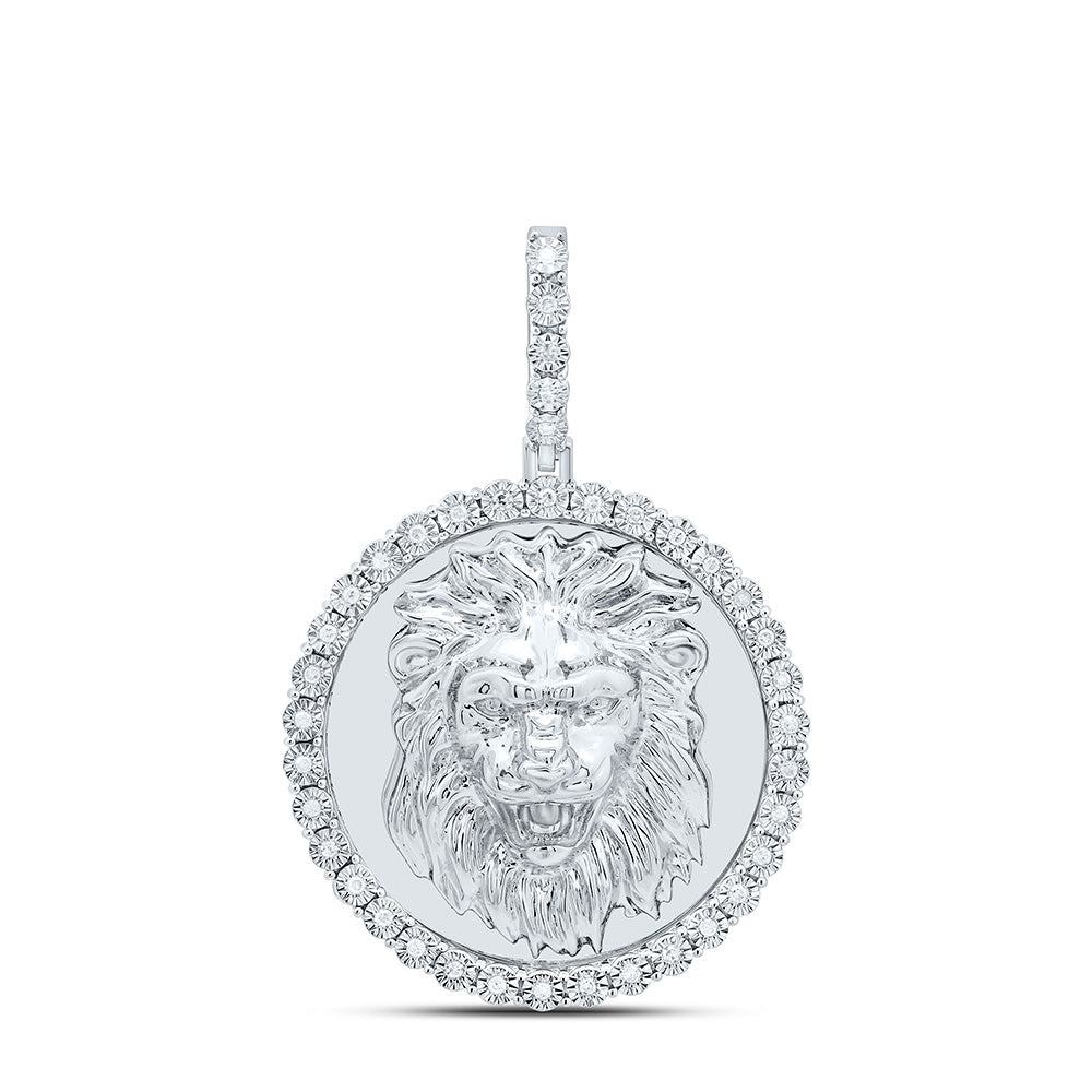 1/6CTW-NAT DIA P1 GIFT LION FACE ROUND PENDANT Daisy Joyeria