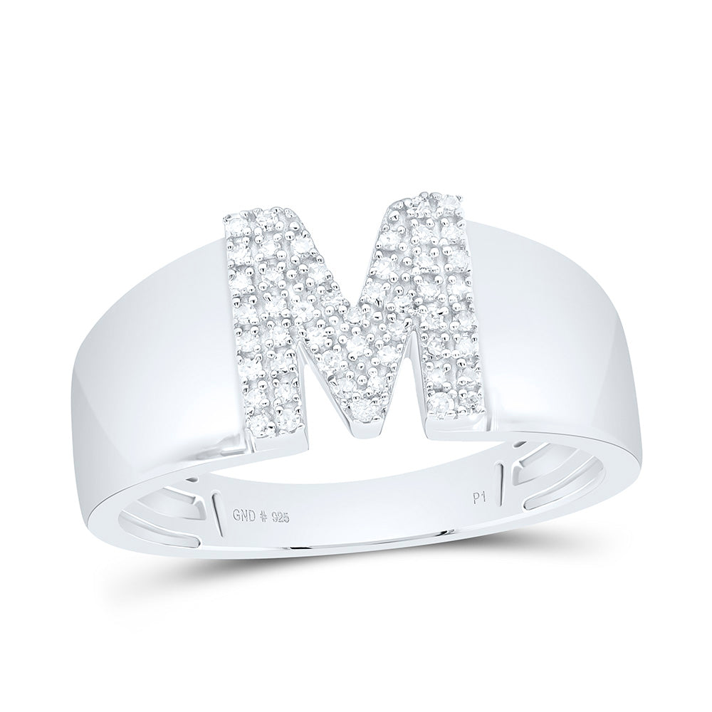 1/8CTW-NAT DIA P1 GIFT INITIAL "M" LADIES RING Daisy Joyeria