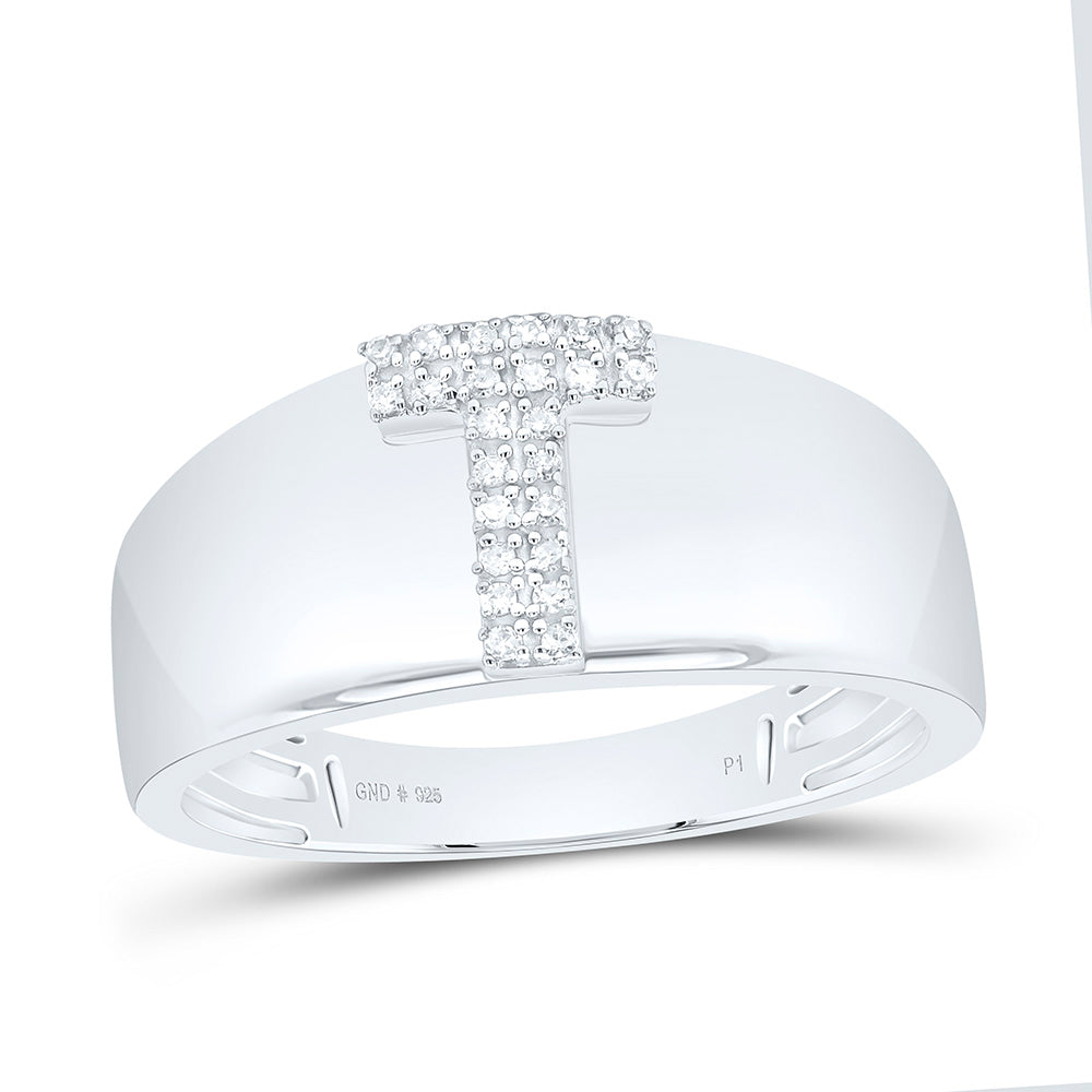 1/20CTW-NAT DIA P1 GIFT INITIAL "T" LADIES RING Daisy Joyeria