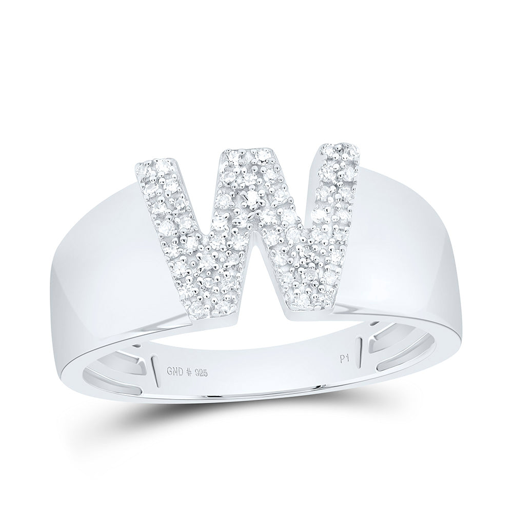 1/8CTW-NAT DIA P1 GIFT INITIAL "W" LADIES RING Daisy Joyeria