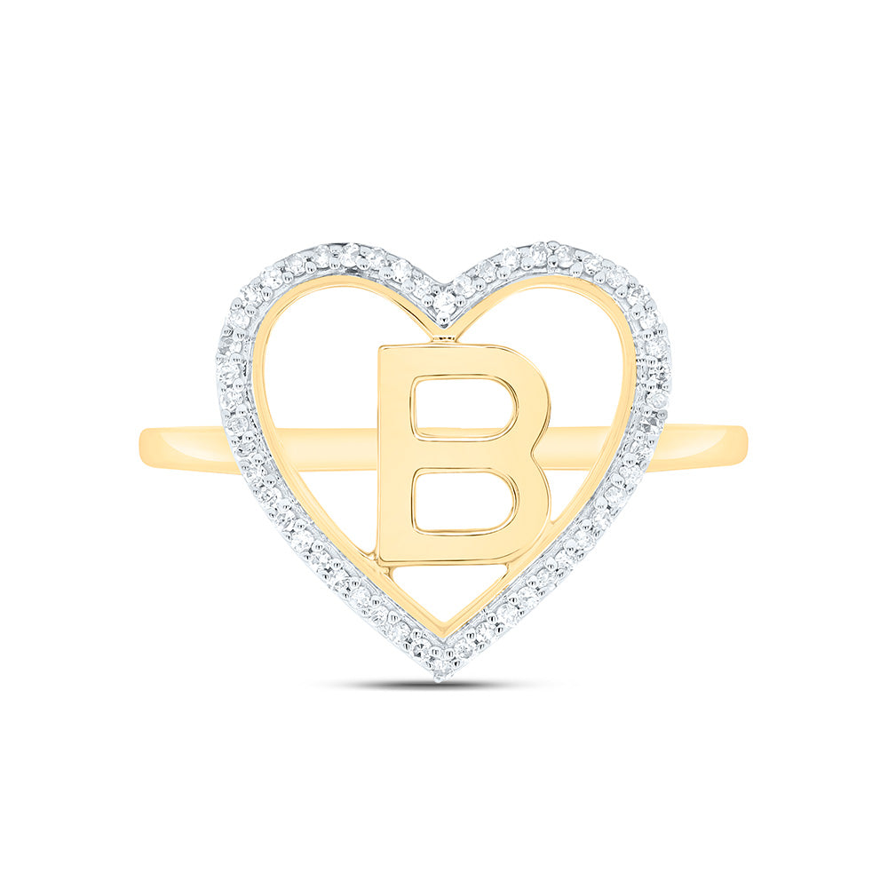 1/10CTW-NAT DIA P1 GIFT INITIAL "B" LADIES HEART RING Daisy Joyeria