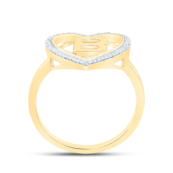 1/10CTW-NAT DIA P1 GIFT INITIAL "B" LADIES HEART RING Daisy Joyeria