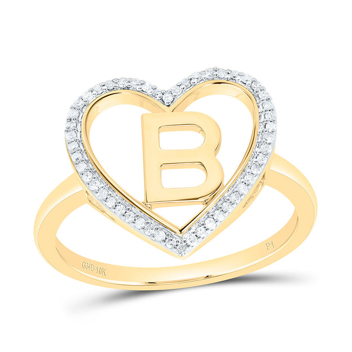1/10CTW-NAT DIA P1 GIFT INITIAL "B" LADIES HEART RING Daisy Joyeria