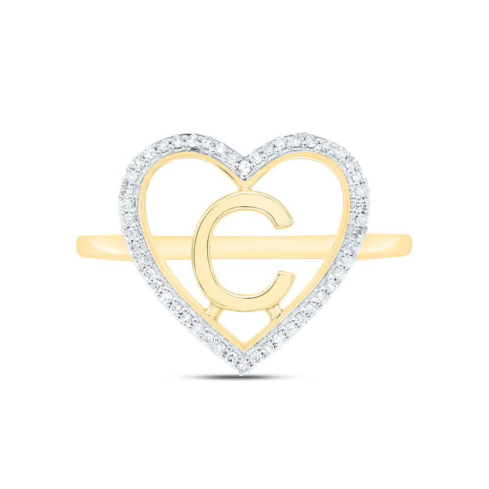 1/10CTW-NAT DIA P1 GIFT INITIAL "C" LADIES HEART RING Daisy Joyeria
