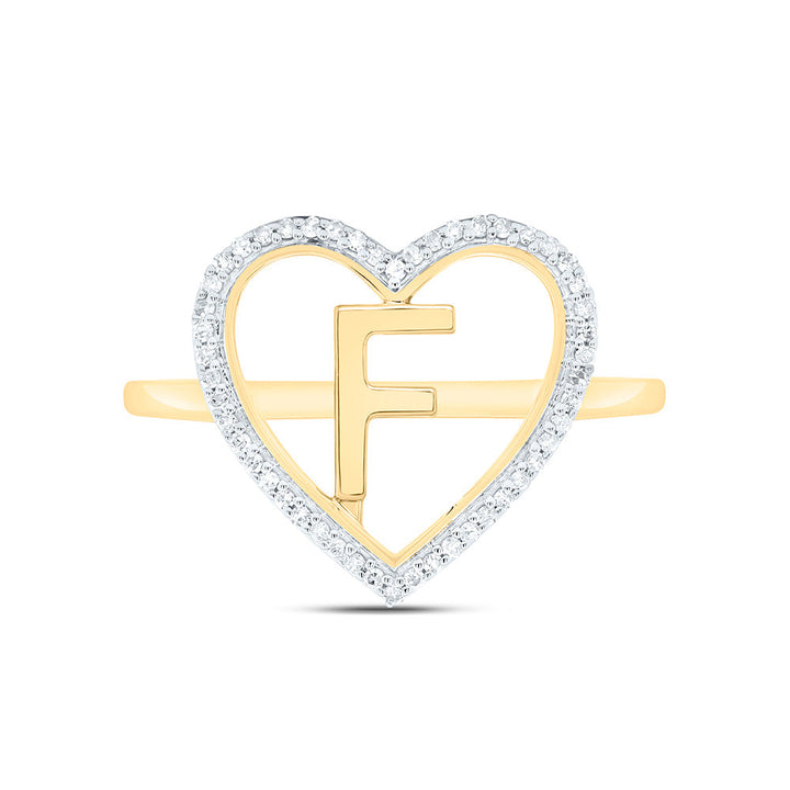 1/10CTW-NAT DIA P1 GIFT INITIAL "F" LADIES HEART RING Daisy Joyeria