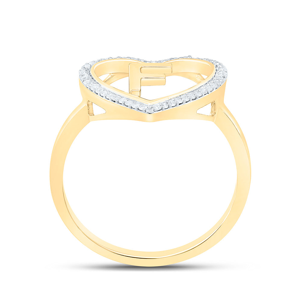 1/10CTW-NAT DIA P1 GIFT INITIAL "F" LADIES HEART RING Daisy Joyeria