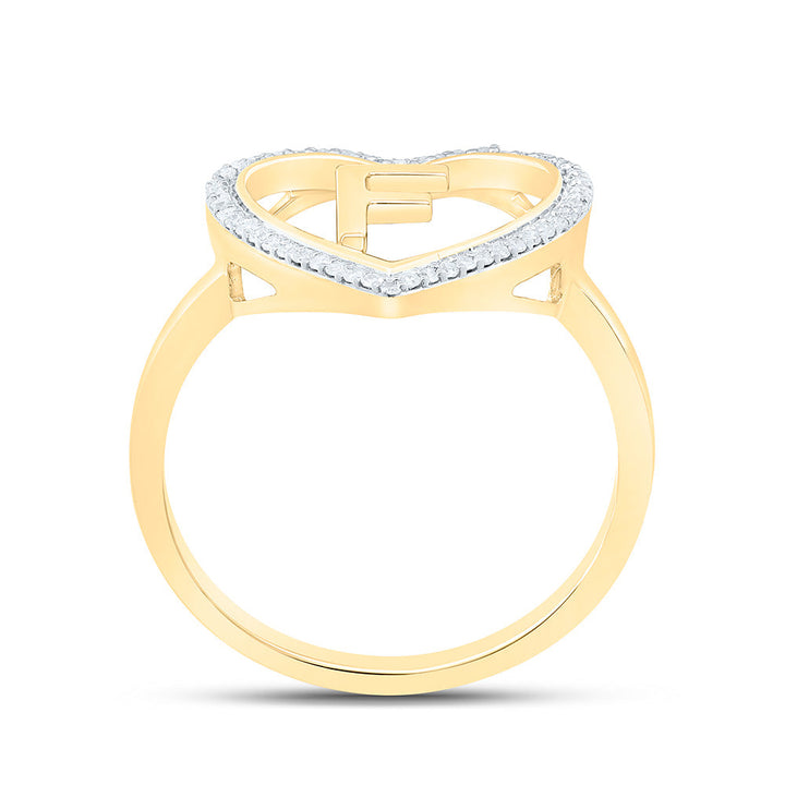 1/10CTW-NAT DIA P1 GIFT INITIAL "F" LADIES HEART RING Daisy Joyeria