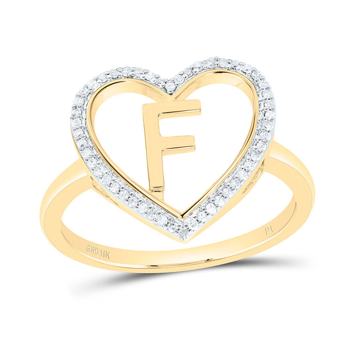 1/10CTW-NAT DIA P1 GIFT INITIAL "F" LADIES HEART RING Daisy Joyeria