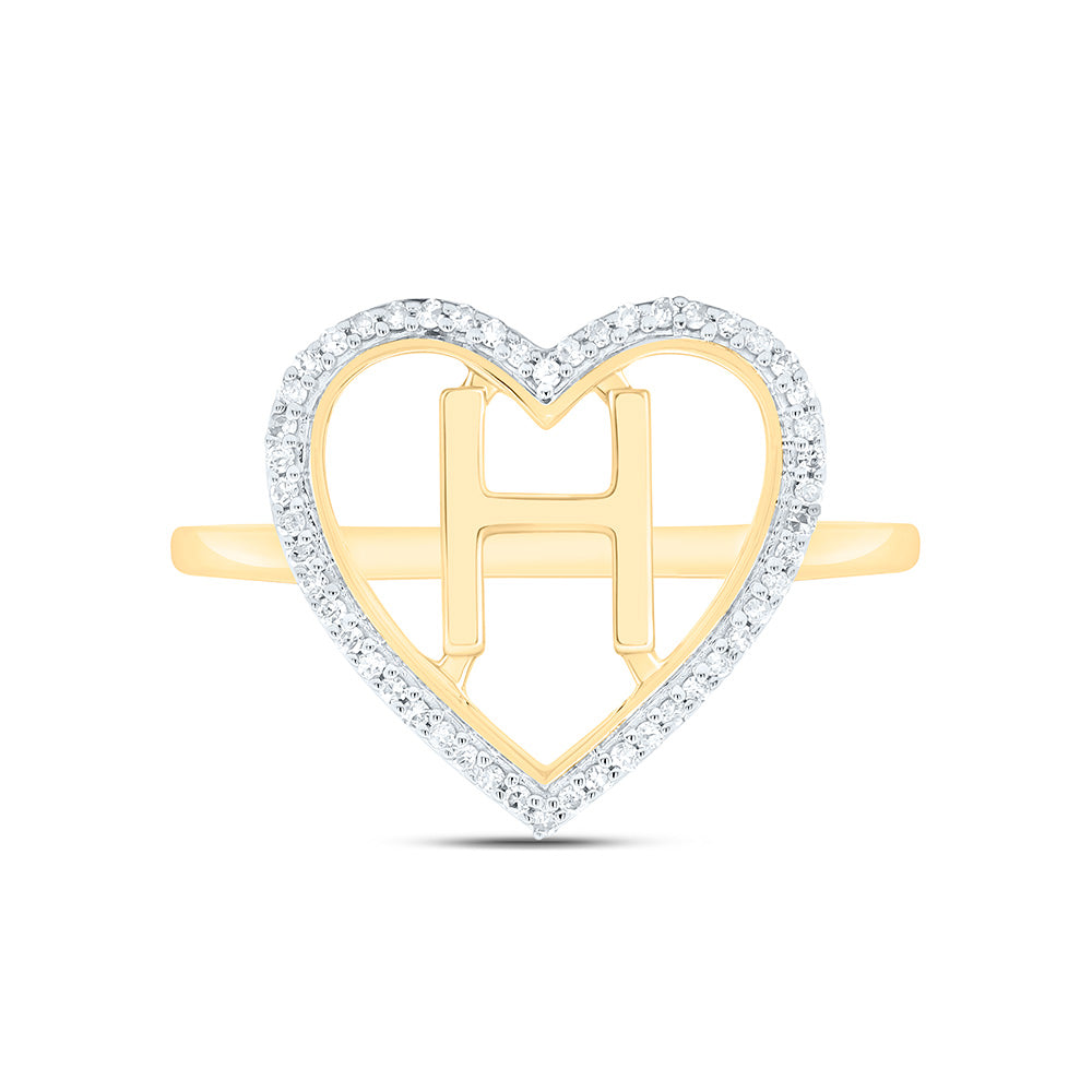 1/10CTW-NAT DIA P1 GIFT INITIAL "H" LADIES HEART RING Daisy Joyeria
