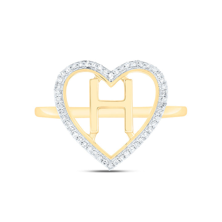 1/10CTW-NAT DIA P1 GIFT INITIAL "H" LADIES HEART RING Daisy Joyeria