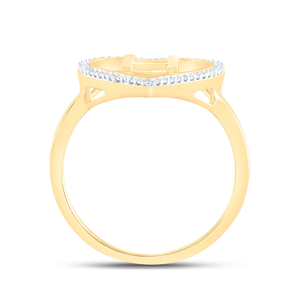 1/10CTW-NAT DIA P1 GIFT INITIAL "H" LADIES HEART RING Daisy Joyeria