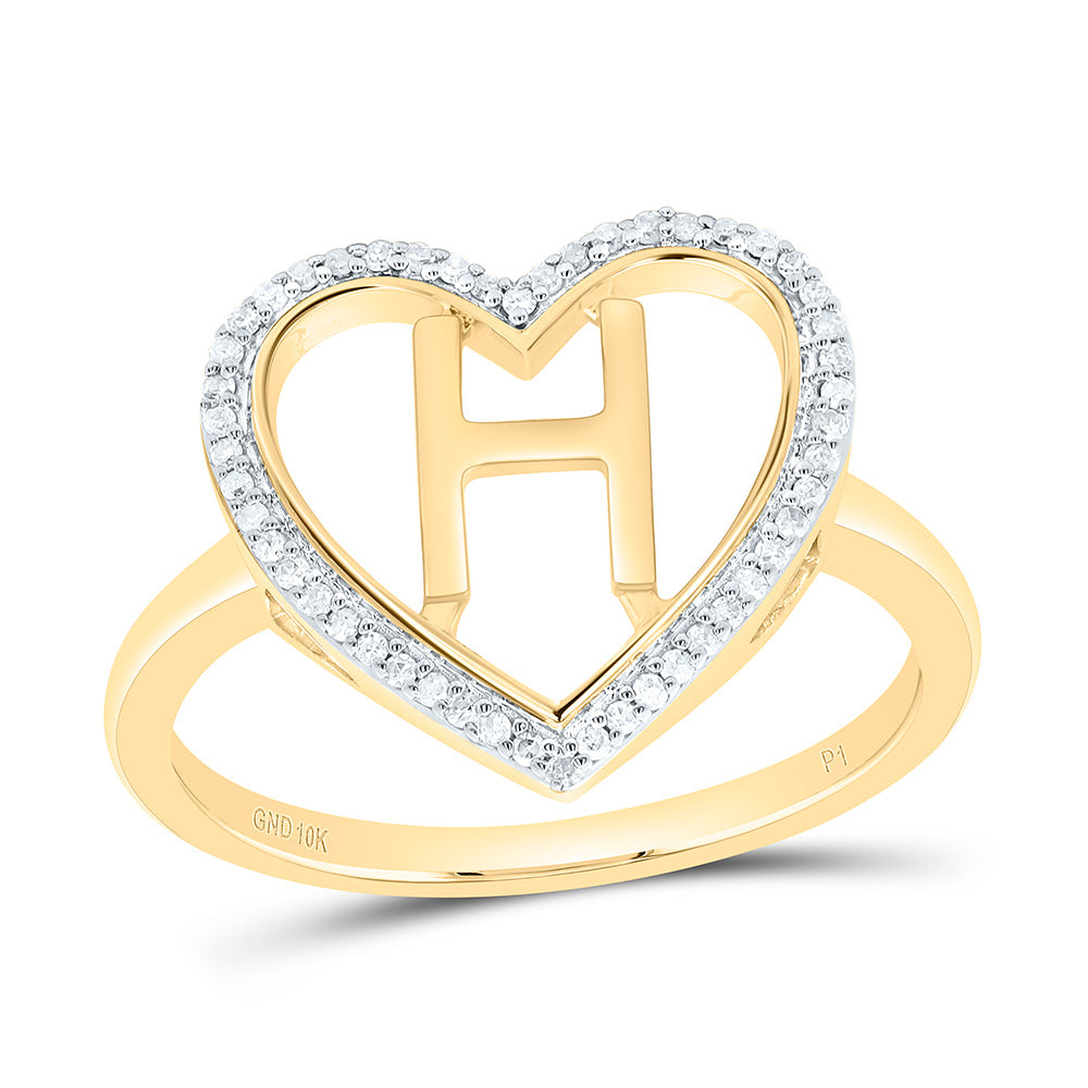 1/10CTW-NAT DIA P1 GIFT INITIAL "H" LADIES HEART RING Daisy Joyeria