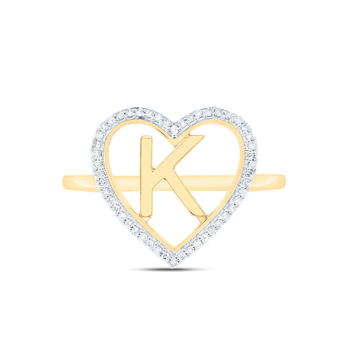 1/10CTW-NAT DIA P1 GIFT INITIAL "K" LADIES HEART RING Daisy Joyeria
