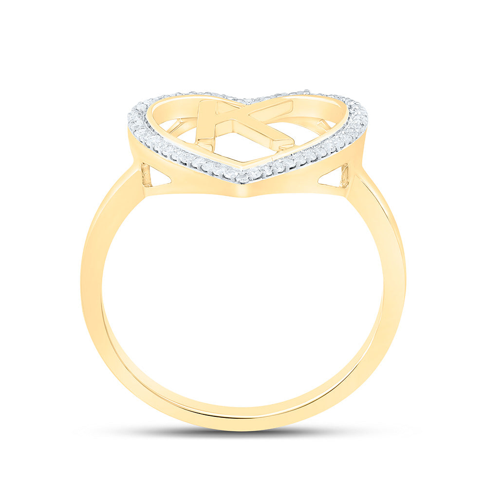 1/10CTW-NAT DIA P1 GIFT INITIAL "K" LADIES HEART RING Daisy Joyeria