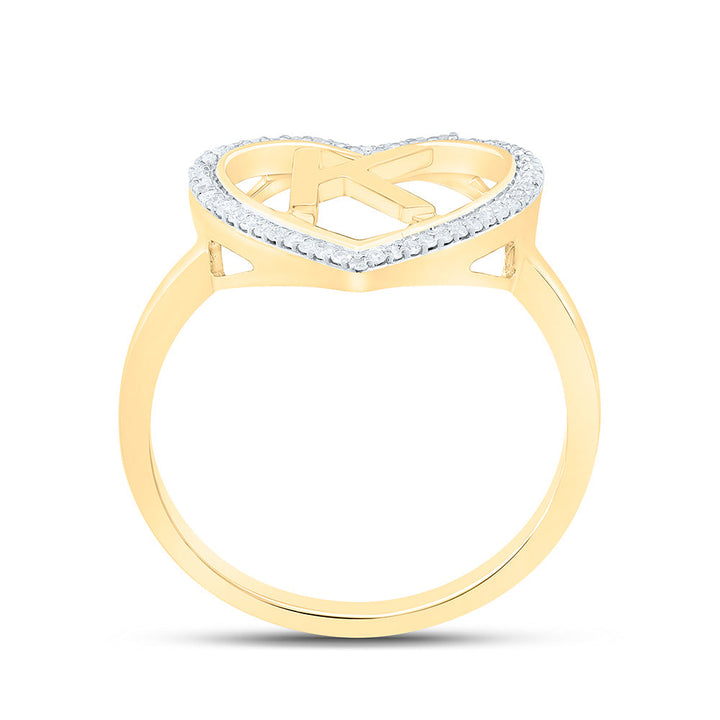 1/10CTW-NAT DIA P1 GIFT INITIAL "K" LADIES HEART RING Daisy Joyeria