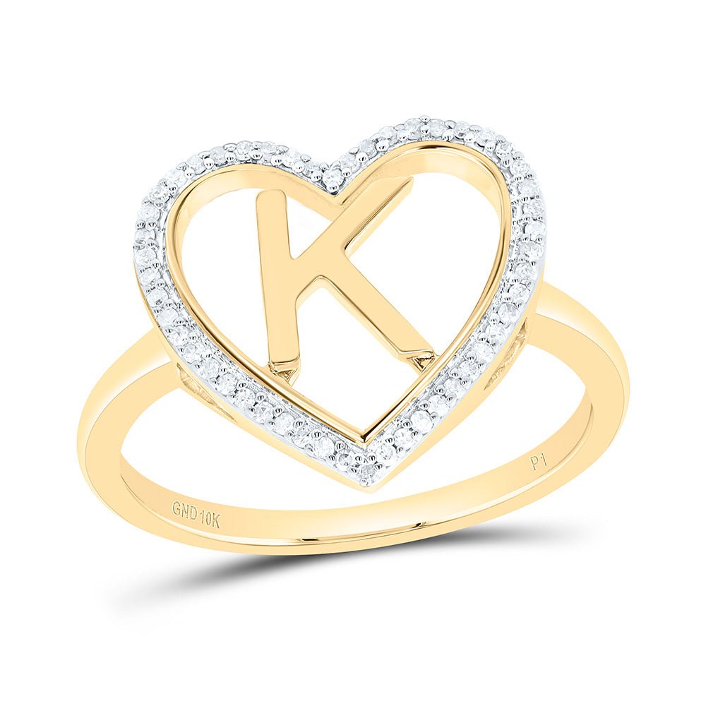 1/10CTW-NAT DIA P1 GIFT INITIAL "K" LADIES HEART RING Daisy Joyeria