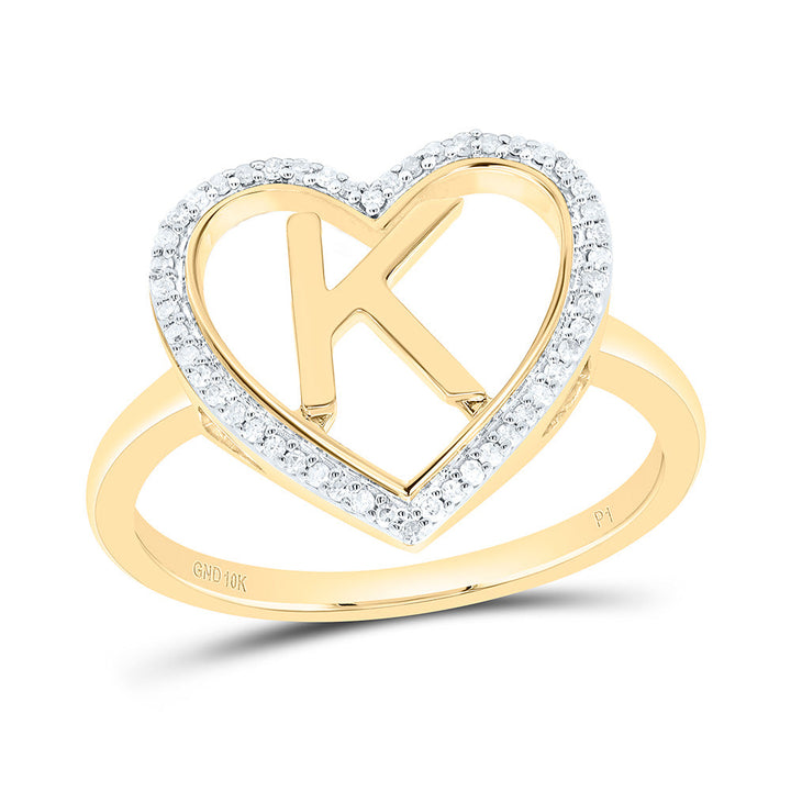 1/10CTW-NAT DIA P1 GIFT INITIAL "K" LADIES HEART RING Daisy Joyeria
