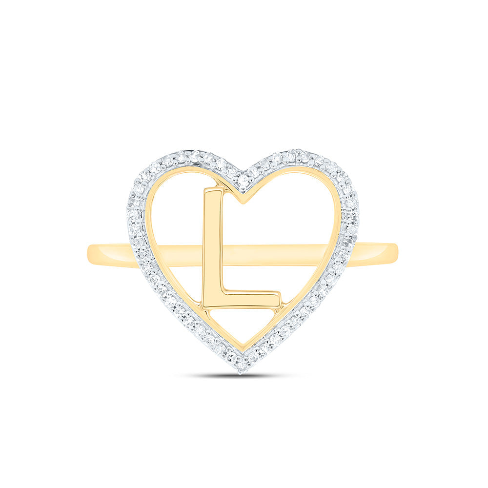 1/10CTW-NAT DIA P1 GIFT INITIAL "L" LADIES HEART RING Daisy Joyeria