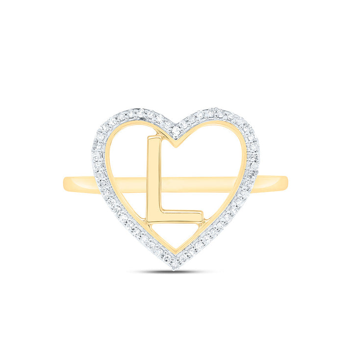 1/10CTW-NAT DIA P1 GIFT INITIAL "L" LADIES HEART RING Daisy Joyeria