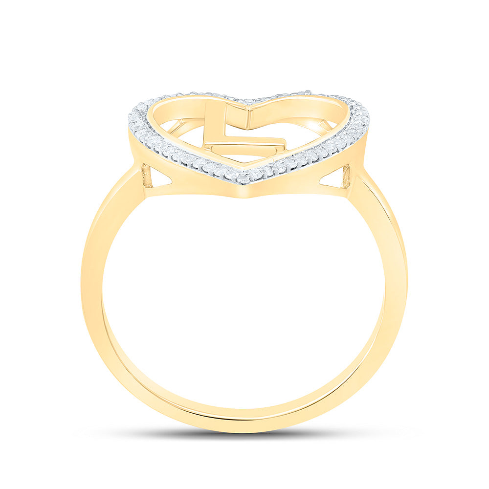 1/10CTW-NAT DIA P1 GIFT INITIAL "L" LADIES HEART RING Daisy Joyeria