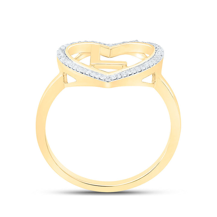 1/10CTW-NAT DIA P1 GIFT INITIAL "L" LADIES HEART RING Daisy Joyeria