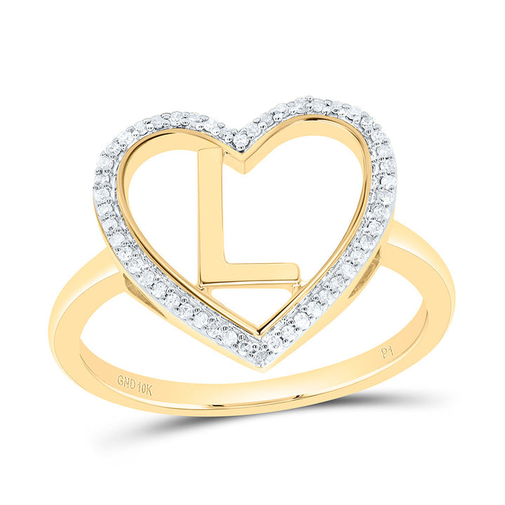 1/10CTW-NAT DIA P1 GIFT INITIAL "L" LADIES HEART RING Daisy Joyeria