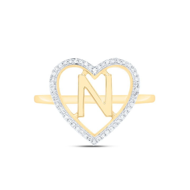 1/10CTW-NAT DIA P1 GIFT INITIAL "N" LADIES HEART RING Daisy Joyeria
