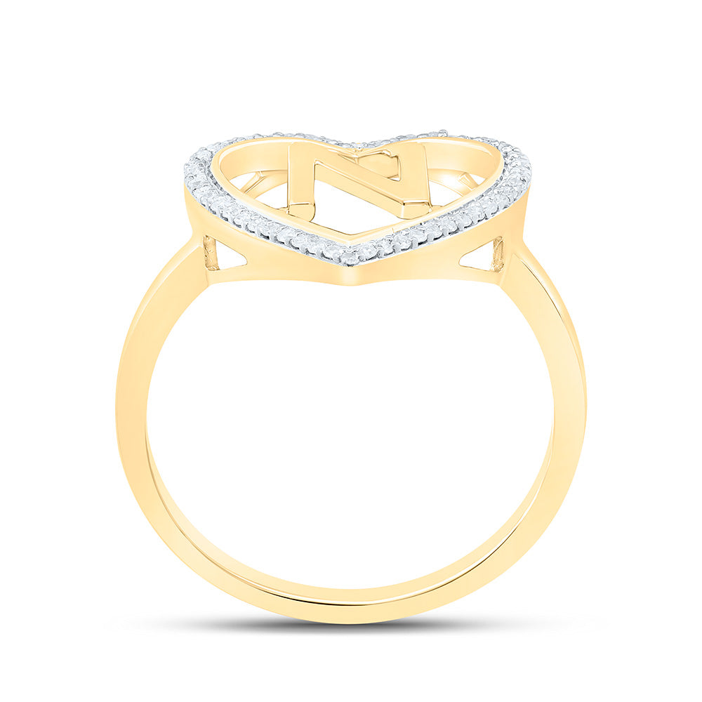 1/10CTW-NAT DIA P1 GIFT INITIAL "N" LADIES HEART RING Daisy Joyeria