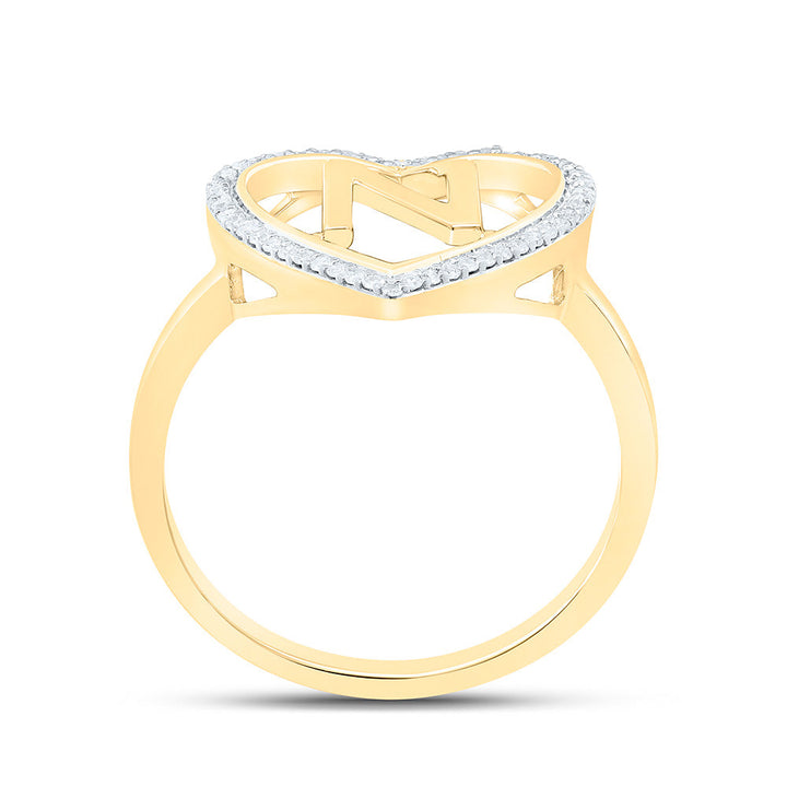 1/10CTW-NAT DIA P1 GIFT INITIAL "N" LADIES HEART RING Daisy Joyeria