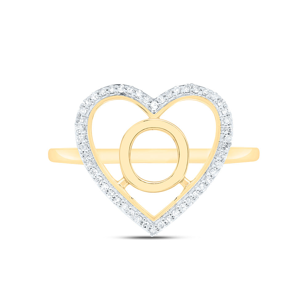 1/10CTW-NAT DIA P1 GIFT INITIAL "O" LADIES HEART RING Daisy Joyeria