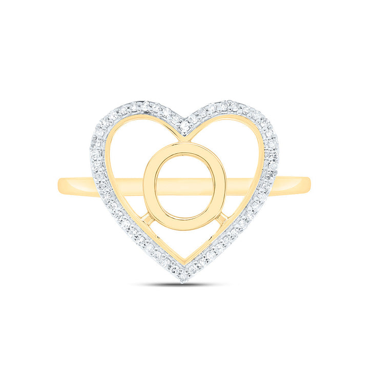 1/10CTW-NAT DIA P1 GIFT INITIAL "O" LADIES HEART RING Daisy Joyeria