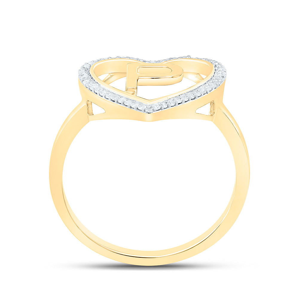 1/10CTW-NAT DIA P1 GIFT INITIAL "P" LADIES HEART RING Daisy Joyeria