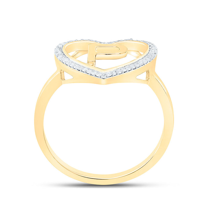 1/10CTW-NAT DIA P1 GIFT INITIAL "P" LADIES HEART RING Daisy Joyeria