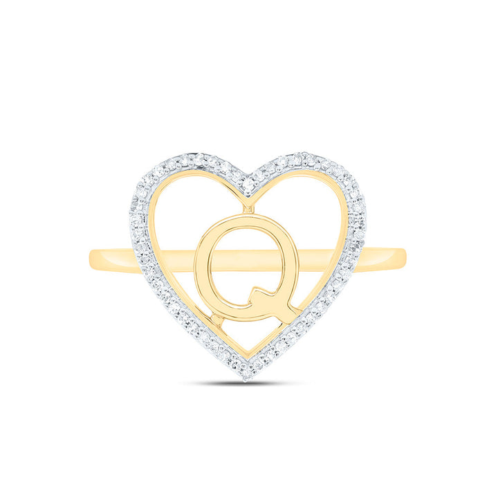 1/10CTW-NAT DIA P1 GIFT INITIAL "Q" LADIES HEART RING Daisy Joyeria