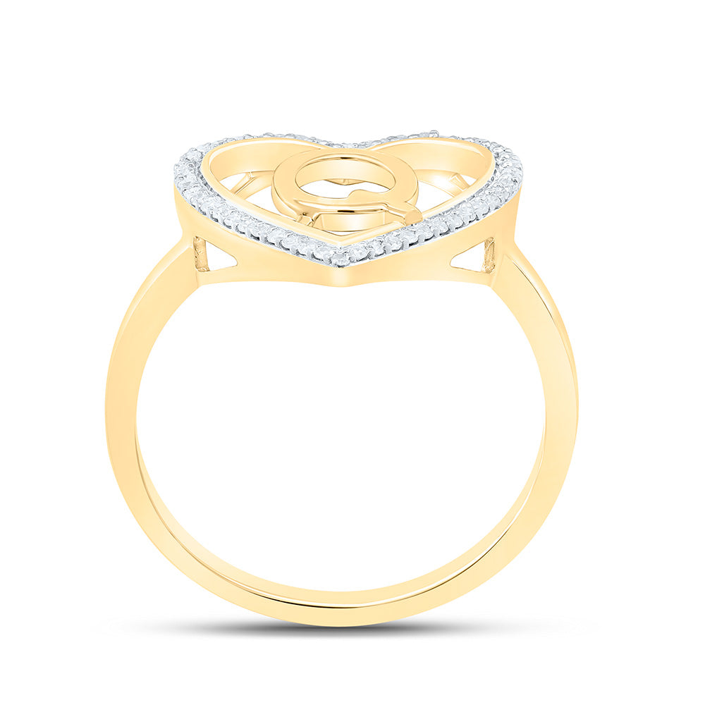 1/10CTW-NAT DIA P1 GIFT INITIAL "Q" LADIES HEART RING Daisy Joyeria