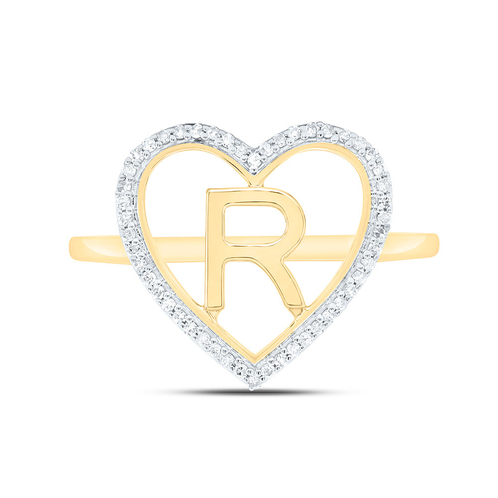1/10CTW-NAT DIA P1 GIFT INITIAL "R" LADIES HEART RING Daisy Joyeria