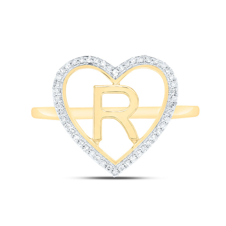 1/10CTW-NAT DIA P1 GIFT INITIAL "R" LADIES HEART RING Daisy Joyeria