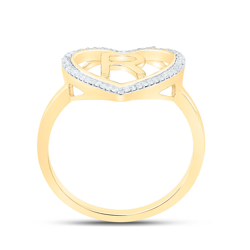 1/10CTW-NAT DIA P1 GIFT INITIAL "R" LADIES HEART RING Daisy Joyeria