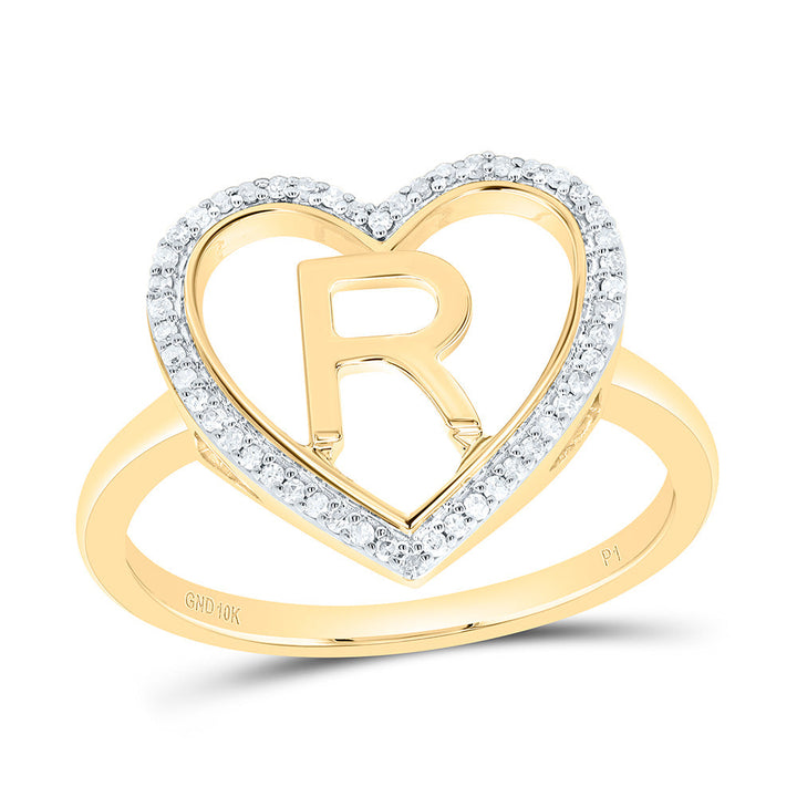 1/10CTW-NAT DIA P1 GIFT INITIAL "R" LADIES HEART RING Daisy Joyeria