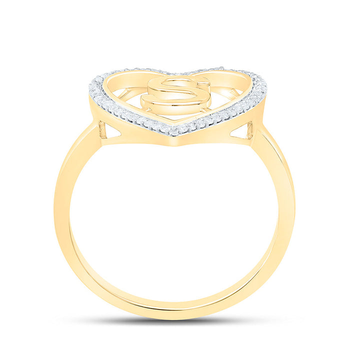 1/10CTW-NAT DIA P1 GIFT INITIAL "S" LADIES HEART RING Daisy Joyeria