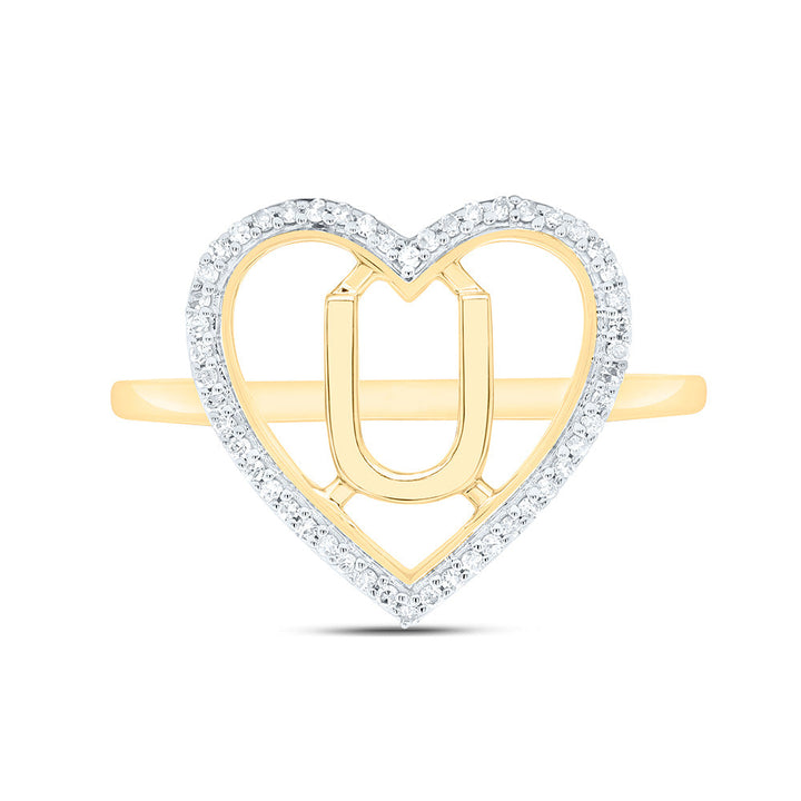 1/10CTW-NAT DIA P1 GIFT INITIAL "U" LADIES HEART RING Daisy Joyeria