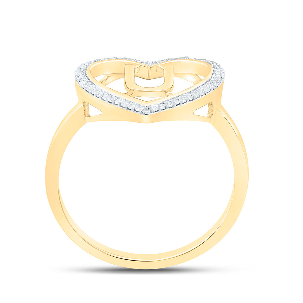 1/10CTW-NAT DIA P1 GIFT INITIAL "U" LADIES HEART RING Daisy Joyeria