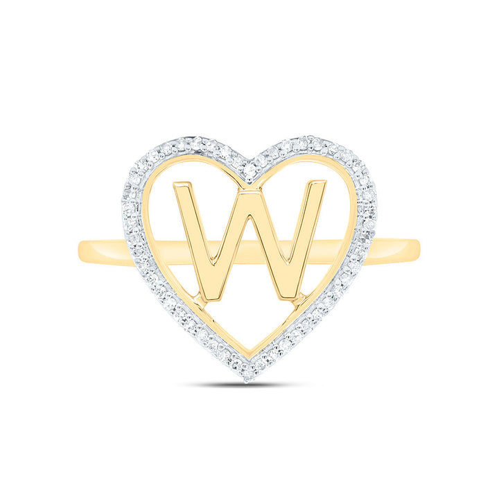 1/10CTW-NAT DIA P1 GIFT INITIAL "W" LADIES HEART RING Daisy Joyeria
